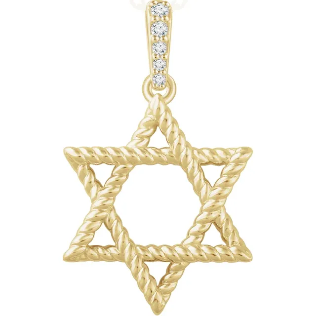14K Yellow .025 CTW Diamond Star of David Pendant-