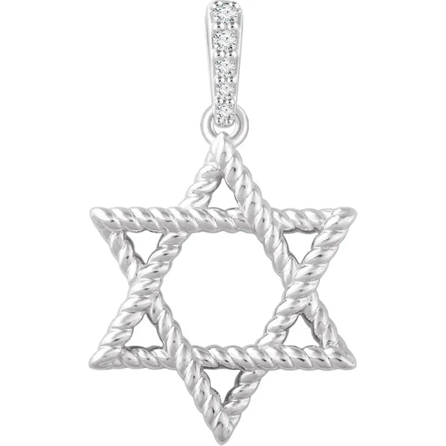 14K Yellow .025 CTW Diamond Star of David Pendant-
