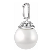 14K White Freshwater Cultured Pearl & .08 CTW Diamond Pendant-