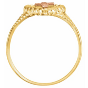 14K Yellow/Rose Heart Rope Ring with Cross-