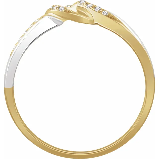 14K White & Yellow 1/10 CTW Diamond Negative Space Ring-