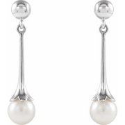 14K White Freshwater Pearl Dangle Earrings with Backs-