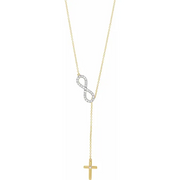 14K Yellow 1/5 CTW Diamond Infinity-Inspired 16-18" Necklace-