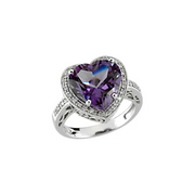 14K White Amethyst & 1/6 CTW Diamond Ring-