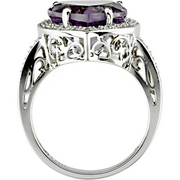14K White Amethyst & 1/6 CTW Diamond Ring-