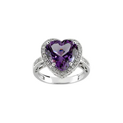 14K White Amethyst & 1/6 CTW Diamond Ring-
