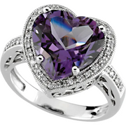 14K White Amethyst & 1/6 CTW Diamond Ring-