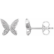 14K White .07 CTW Diamond Butterfly Earrings-