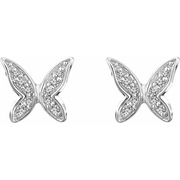 14K White .07 CTW Diamond Butterfly Earrings-