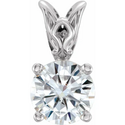 14K White 6.5 mm Round Forever One Moissanite Pendant-