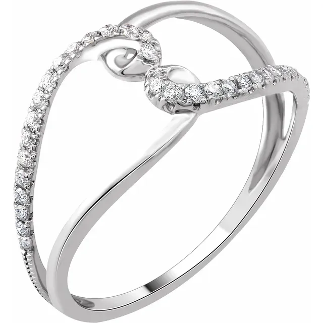 14K White 1/8 CTW Diamond Negative Space Ring-