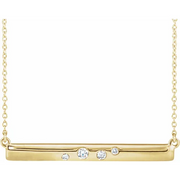 14K White 1/10 CTW Diamond Bar 16-18" Necklace-