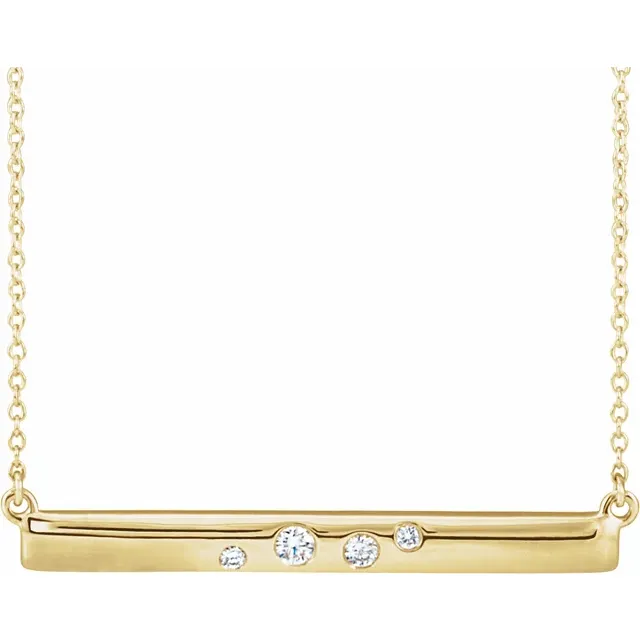 14K White 1/10 CTW Diamond Bar 16-18" Necklace-