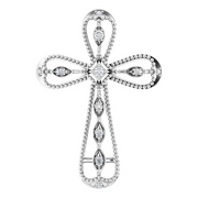 14K White .05 CTW Diamond Cross Pendant-
