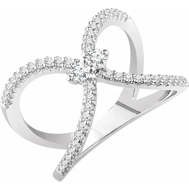 14K White 3/8 CTW Diamond Negative Space Ring-7.00 (approximate standard size)-