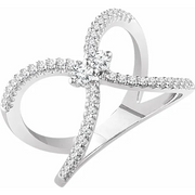 14K White 3/8 CTW Diamond Negative Space Ring-7.00 (approximate standard size)-