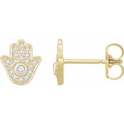 14K Yellow 1/5 CTW Diamond Hamsa Earrings-