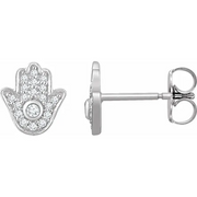 14K Yellow 1/5 CTW Diamond Hamsa Earrings-