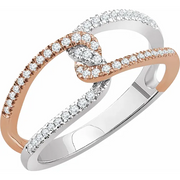 14K White & Rose 1/4 CTW Diamond Ring-