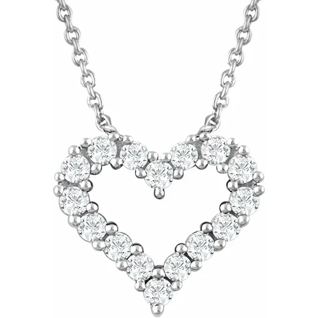 14K White 1/4 CTW Diamond Heart 18" Necklace-