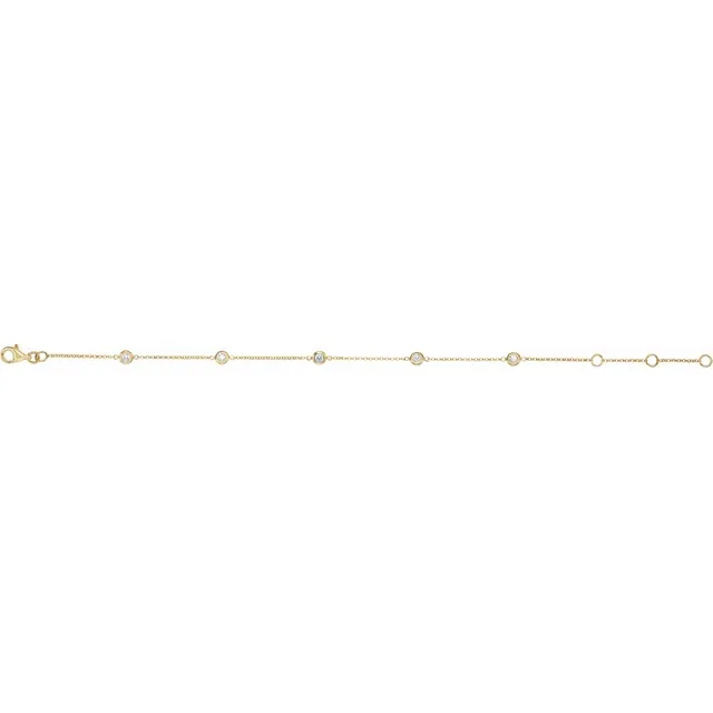 14K Yellow 1/4 CTW Diamond Bezel-Set 5-Station Bracelet-