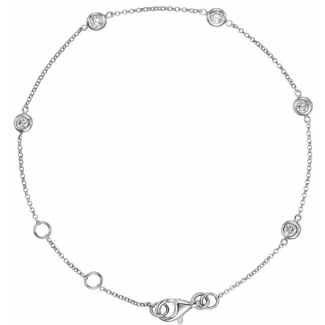14K Yellow 1/4 CTW Diamond Bezel-Set 5-Station Bracelet-