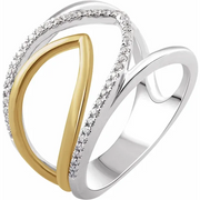 14K White & Yellow 1/6 CTW Diamond Negative Space Ring-