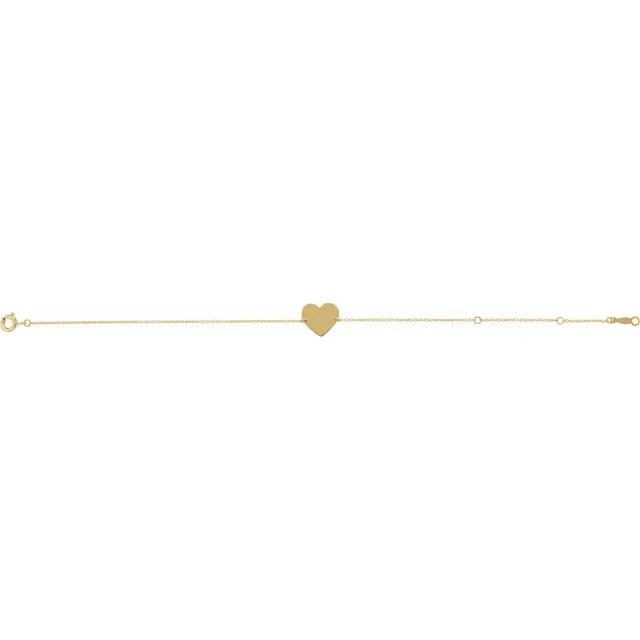 14K Yellow Heart 7-8" Bracelet-