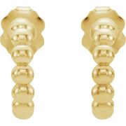 14K Yellow 12 mm Beaded Hoop Earrings-