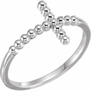 14K Yellow Beaded Sideways Cross Ring-