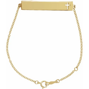 14K Yellow Pierced Cross Bar 6 1/2-7 1/2" Bracelet-