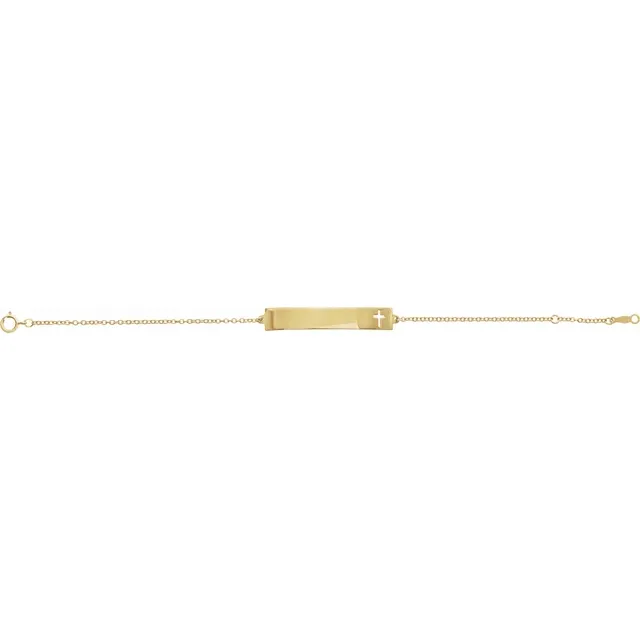 14K Yellow Pierced Cross Bar 6 1/2-7 1/2" Bracelet-