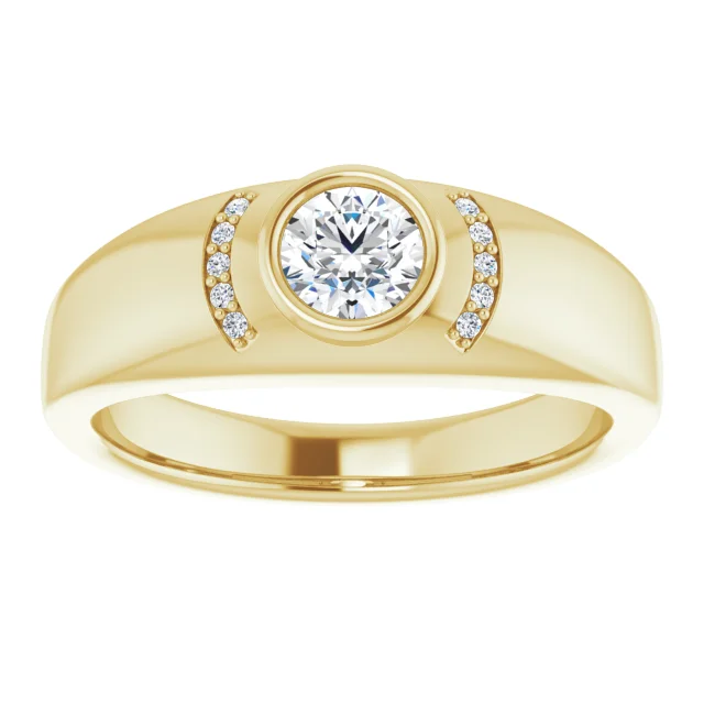 14K Yellow 1/2 CTW Diamond Men's Bezel Ring-11-