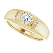 14K Yellow 1/2 CTW Diamond Men's Bezel Ring-11-