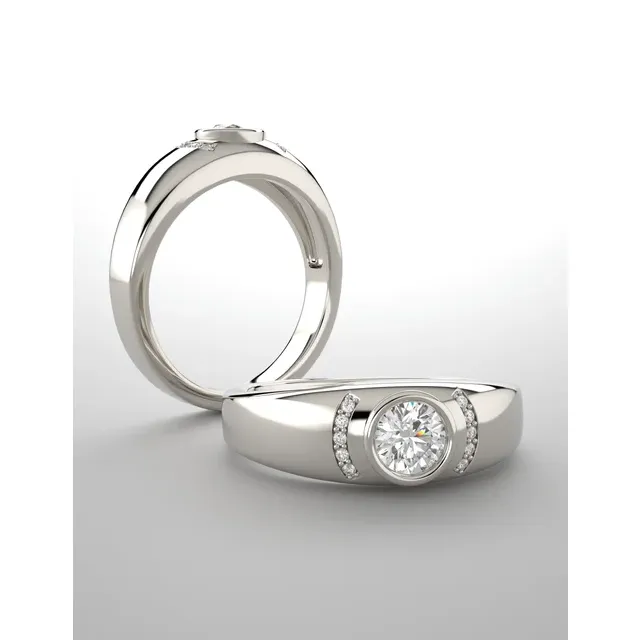 14K Yellow 1/2 CTW Diamond Men's Bezel Ring-11-