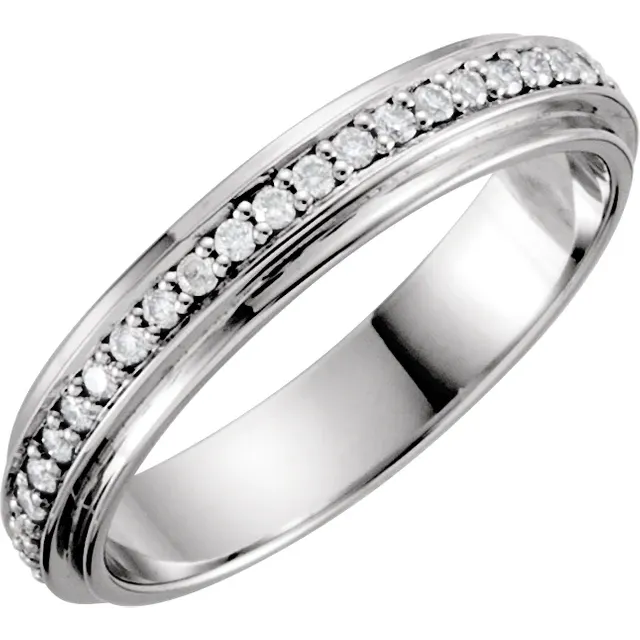14K Yellow Eternity 1/3 CTW Diamond Duo Band Size 7-7.00 (approximate standard size)-