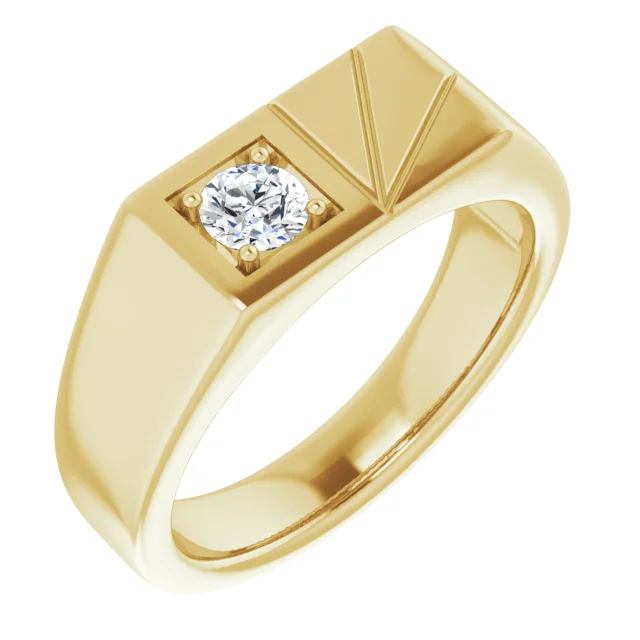 14K Yellow 1/3 CT Diamond Men's Ring-