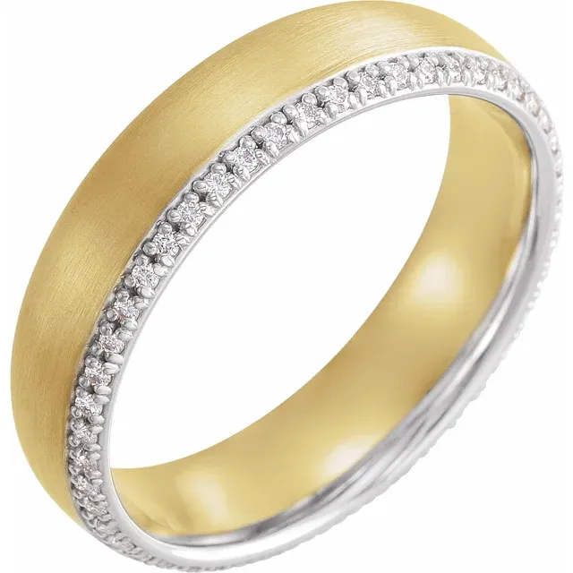 14K White & Yellow 6 mm 1/4 CTW Diamond Band Size 11-11.00(aproximate standard size)-
