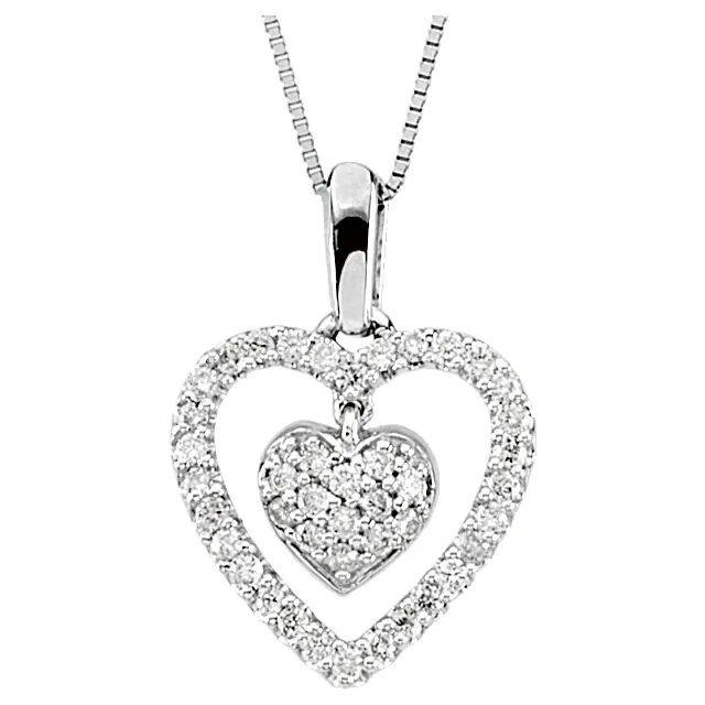 14K White 1/4 CTW Diamond Heart 18" Necklace-