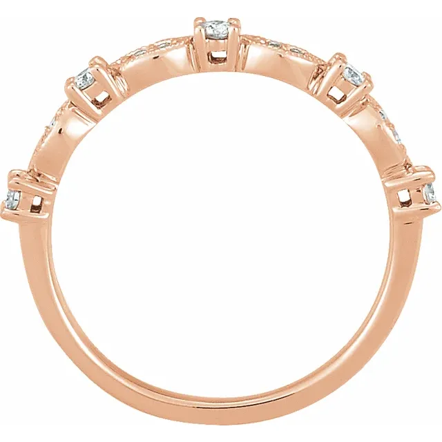 14K Rose 1/5 CTW Diamond Granulated Stackable Ring-