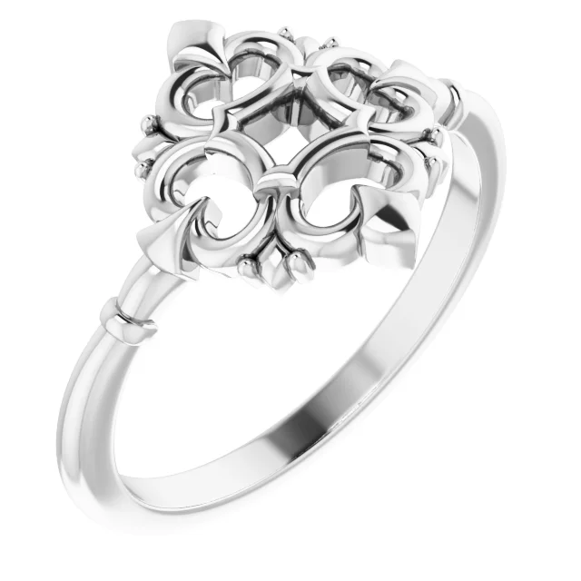 14K White Vintage-Inspired Ring-
