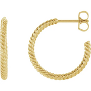14K Yellow 17 mm Rope Hoop Earrings-