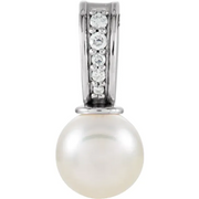 14K White Freshwater Cultured Pearl & .03 CTW Diamond Pendant-