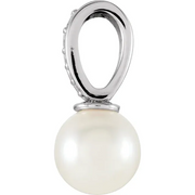 14K White Freshwater Cultured Pearl & .03 CTW Diamond Pendant-