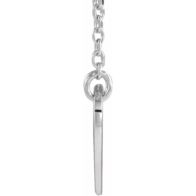 14K White Pierced Cross Heart 16-18" Necklace-