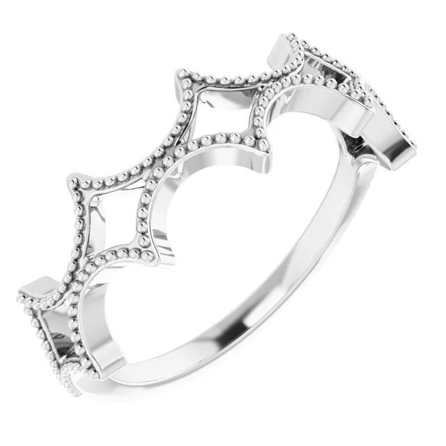 14K White Stackable Geometric Ring-