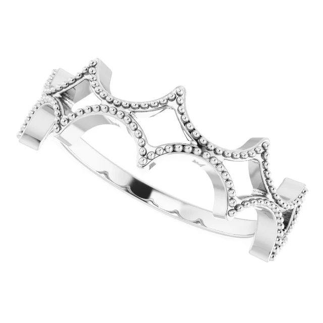 14K White Stackable Geometric Ring-