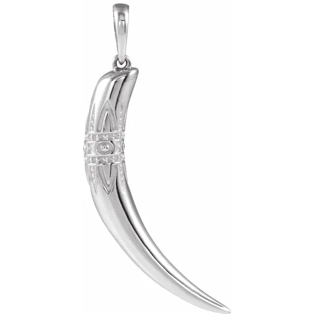 14K White 26.2x13.4 mm Tusk Pendant-