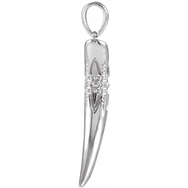 14K White 26.2x13.4 mm Tusk Pendant-