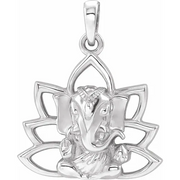 14K White 19.3x15.7 mm Ganesha Pendant-